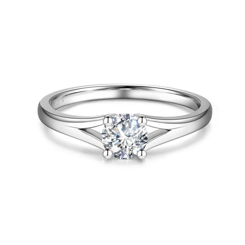 FANCIME Platinum Diamond Ring for Single Diameter Size Proposal Solitaire Classic Wedding Gift Wrapping Included Women, Lab-Grown Diamond, 0.507ct,