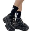 Retro Tank Bottom Metal Platform Small Leather Shoes Dark Punk Muffin Bottom Street Shot Men's and Women's Shoes.