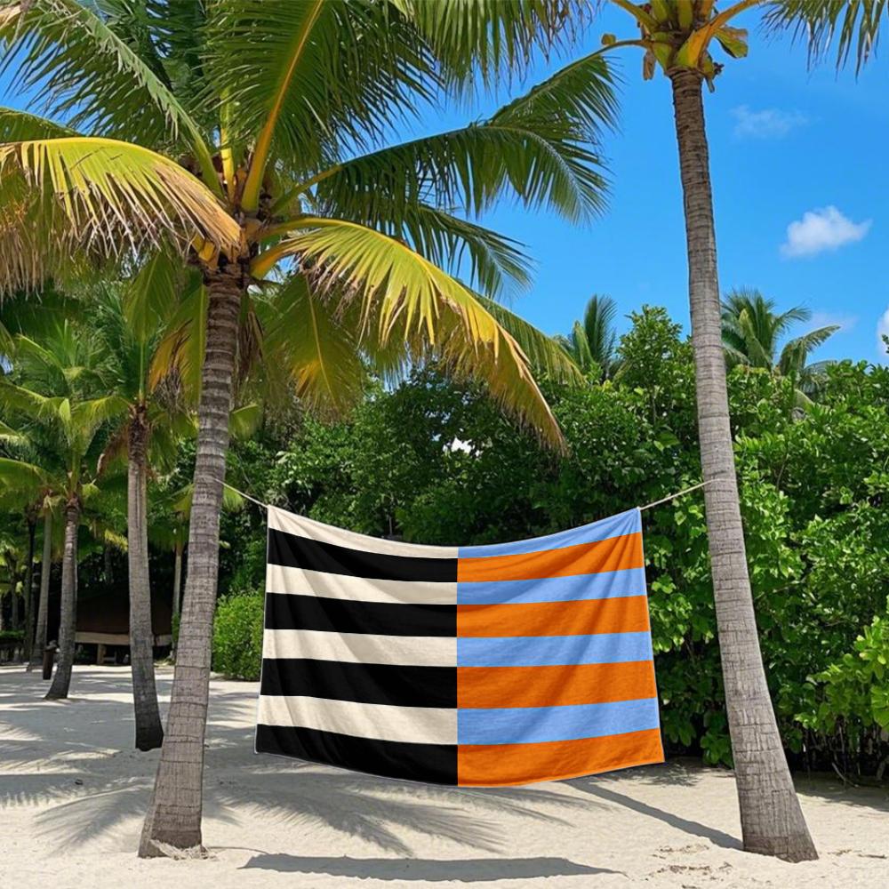 Strisce Color-Block arancione nero Asciugatura Rapida Asciugamano da Bagno Microfibra telo da spiaggia - leggero nuoto campeggio yoga spiaggia fuori