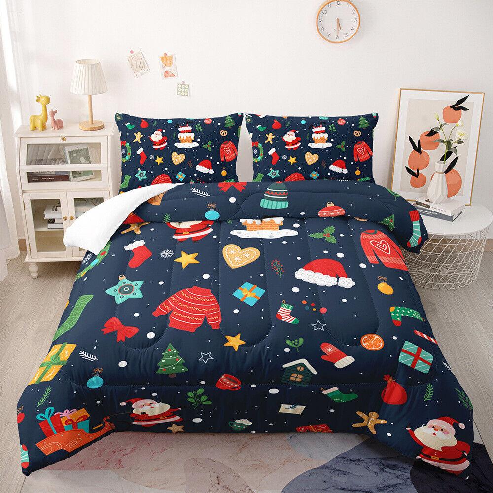 Christmas Collection Printed Three-piece Bedding Pillowcase Duvet Cover