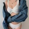 Şeker Renk iç çamaşırı seti Kadınlar için Yaz Ultra Ince Push Up Sütyen Seti Fransız Seksi Bralette Dantel Kumaş Nefes Sütyen Tanga Setleri