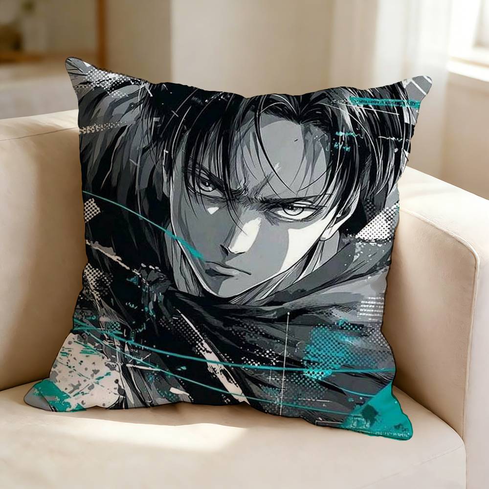 Anime AAttack On Titan LLevi Ackerman Square DoubleSided Printed Pillow Case Bedroom Bedside Pillow Sofa Cushion Cover