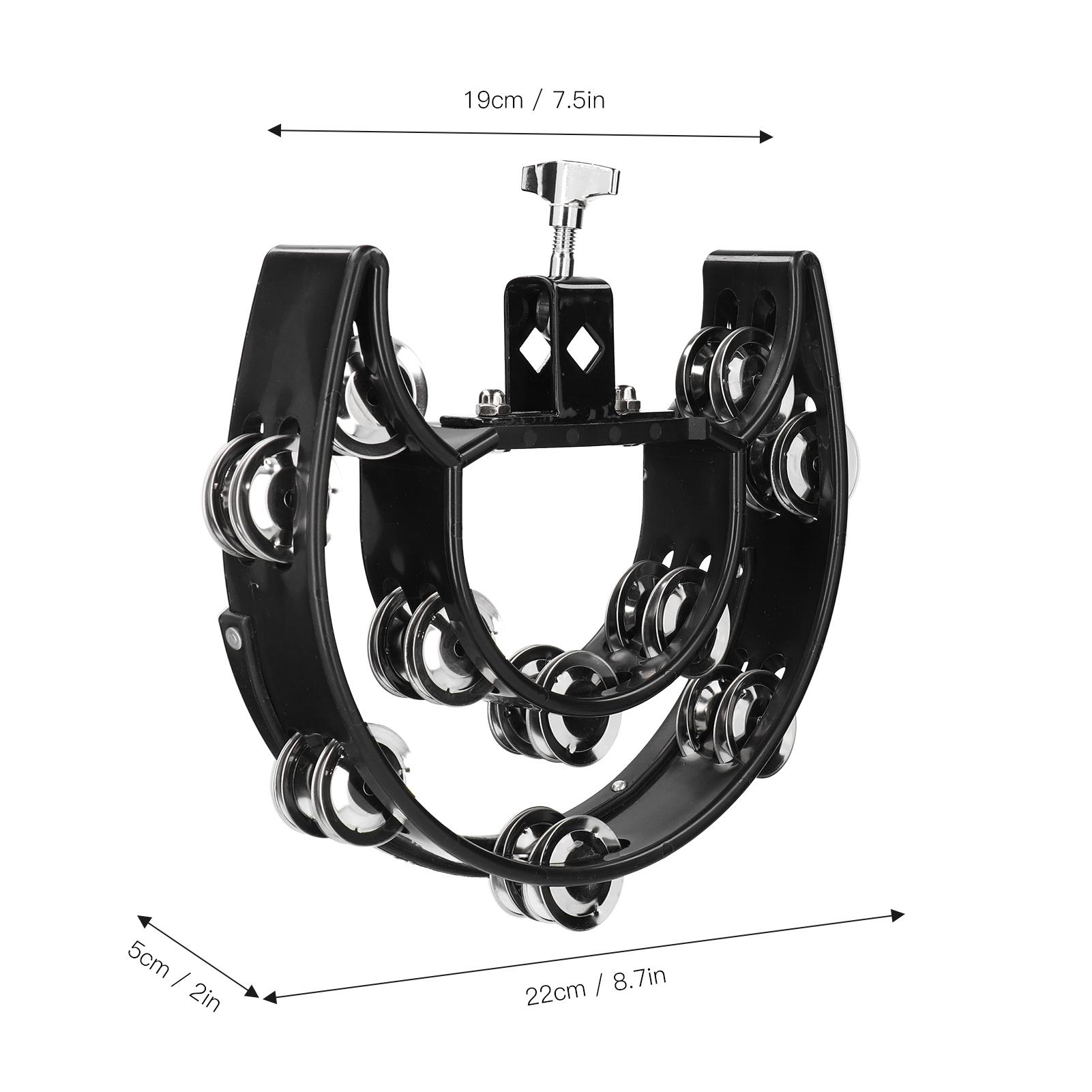 

Tambourine Drum Set Multifunctional Hand Rattle Loose Double Row Bells KTV Musical Instrument чёрный
