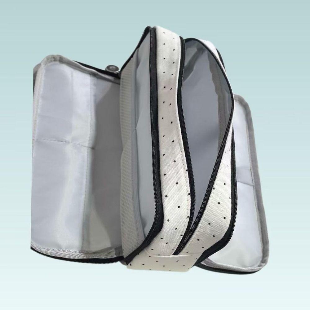 Zipper Closure Stationery Holder Bag Canvas Material Pen Case Portable Storage Organizer  For Girls