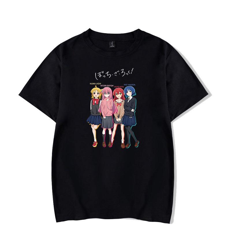 Anime Tshirt Bocchi the Rock Print Commemorative Shirt Round Neck Short Sleeve Summer Tees Lightweight Soft Comfortable Unisex