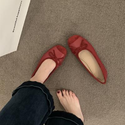 Vent du soir nœud chaussures plates chaussures simples à une pédale chaussures de grand-mère japonaises printemps et été chaussures Doudou chaussures de mère chaussures pour femmes ladyshoes