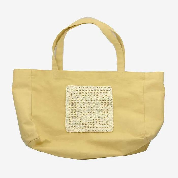 Flower Doily Big Canvas Shopper Bag _ Butter Yellow
