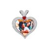 Heart-Shaped Hip Hop DIY Photo Pendant with Zircon Inlay – Customizable and Trendy