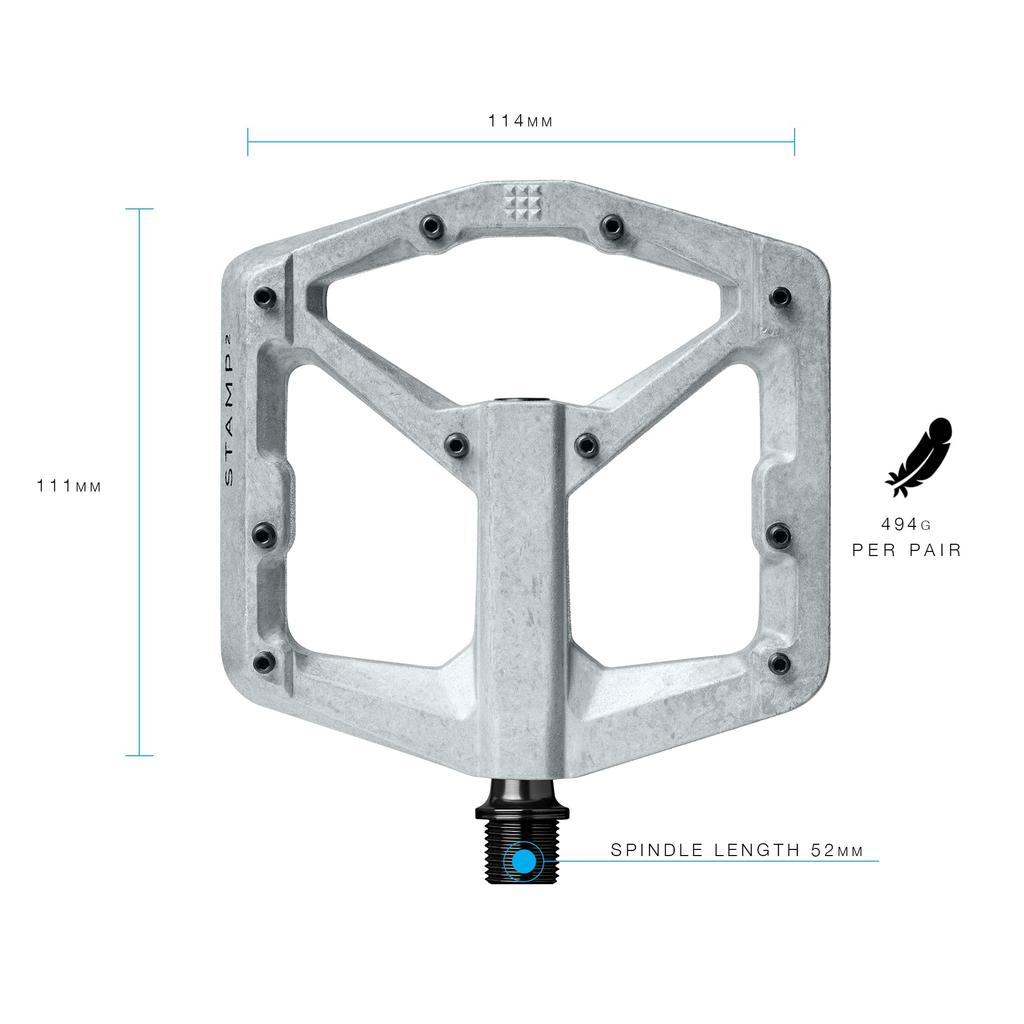 CRANK BROTHERS MTB Flat Pedal Stamp 2 L Raw Silver 2020