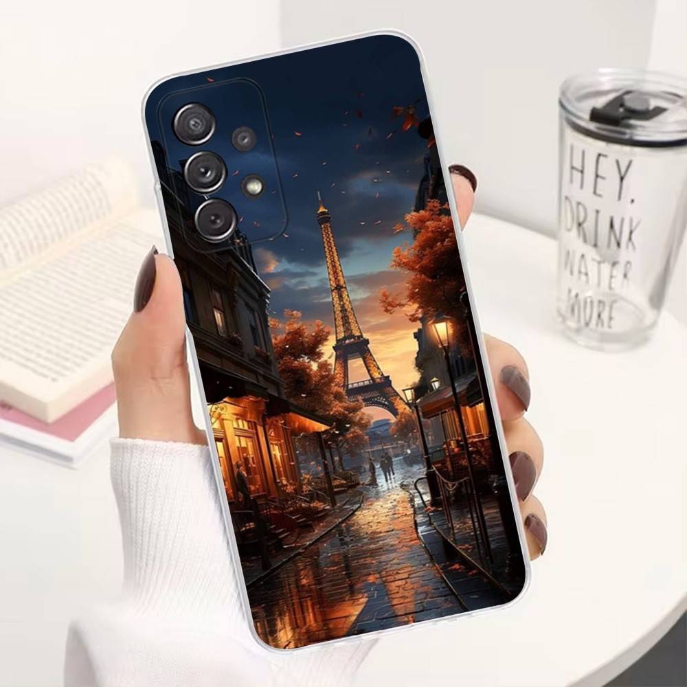 Art Paris Eiffel Tower For Samsung A30,51,71,S9,Ultra,S20,FE,21,PIus,10,22,Lite,23,Transparent, Silicone Case