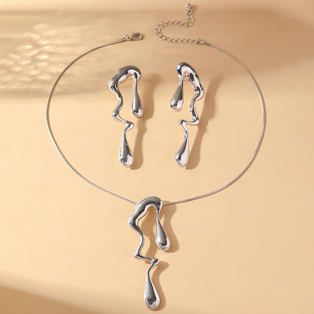 

3 шт. Женские модные нерегулярные жидкие ожерелья, серьги, цирконовый набор, подходит для свадьбы, вечеринки, фестиваля, подарки