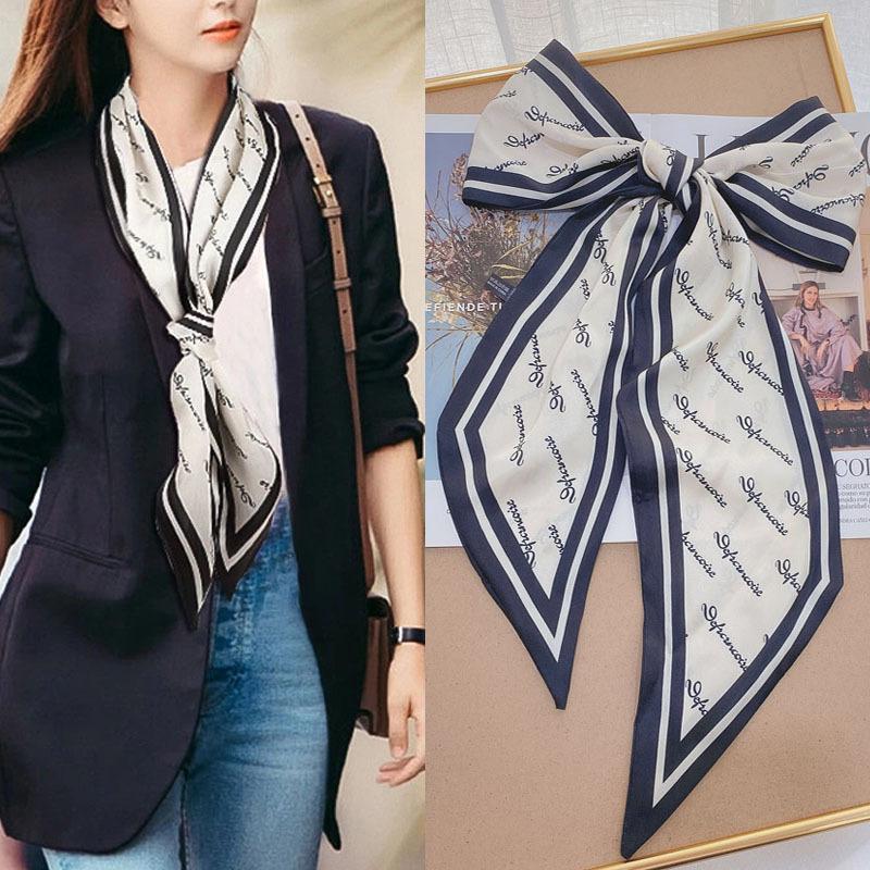 Luxury Long Silk Scarf Bag Tie Lady Neck Skinny Scarves Hairband Foulard Horse Print Brand Women Neckerchief Ribbon