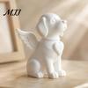 Matte Finish Puppy Decor Angel Wing Dog Memorial Statue, 3D Printed White Pet Figurine, Decorative Desktop Animal Sculpture Minimalist Sculpture, Home