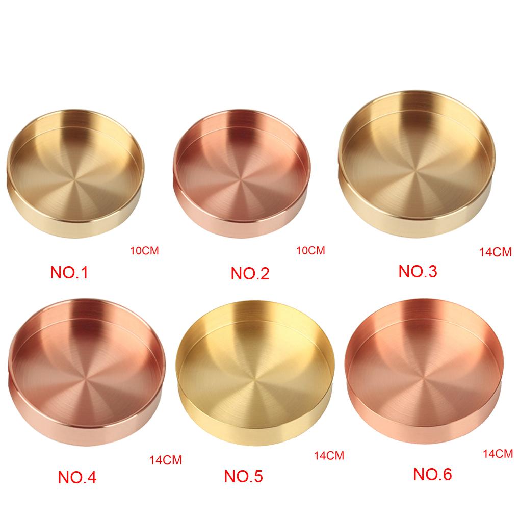 Vintage Round Tray Copper Storage Box Holder Container Dish Disc Home Decor Decoration by Jooan