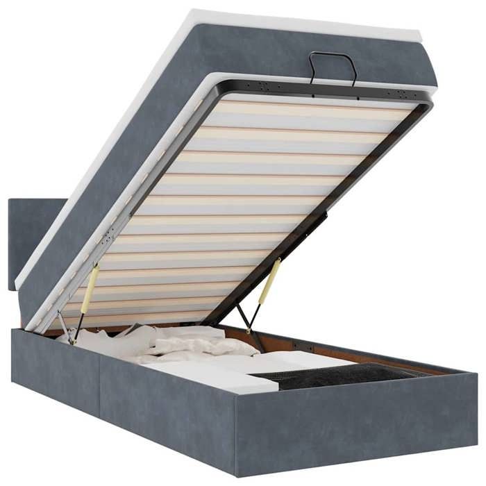 VidaXL Cadre de lit ottoman avec matelas gris foncé 80x200 cm velours, cadre de lit, cadre de lit rembourré, cadre de lit 3311664