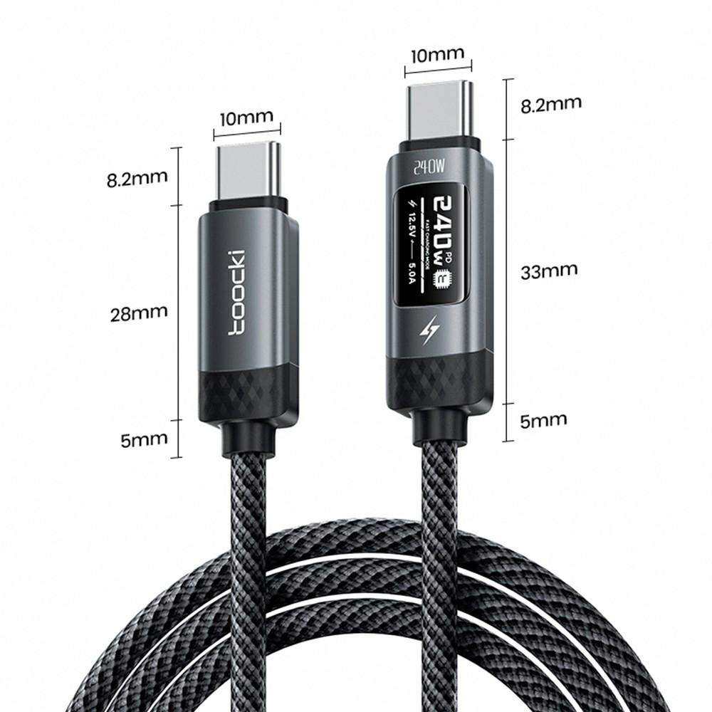 TOOCKI TX111C4 240W OLED Display USB-C Cable 1m Fast Charging Cord Data Transfer 480Mbps for Laptops/Tablets/Phones