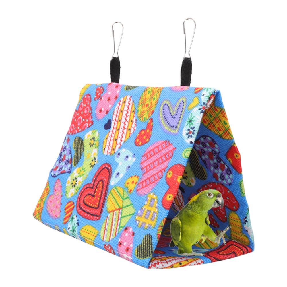 Colorful Canvas Parrot Nest Hammock Triangular Shape Hanging Bird Cave Bird Bed Tent For Lovebird