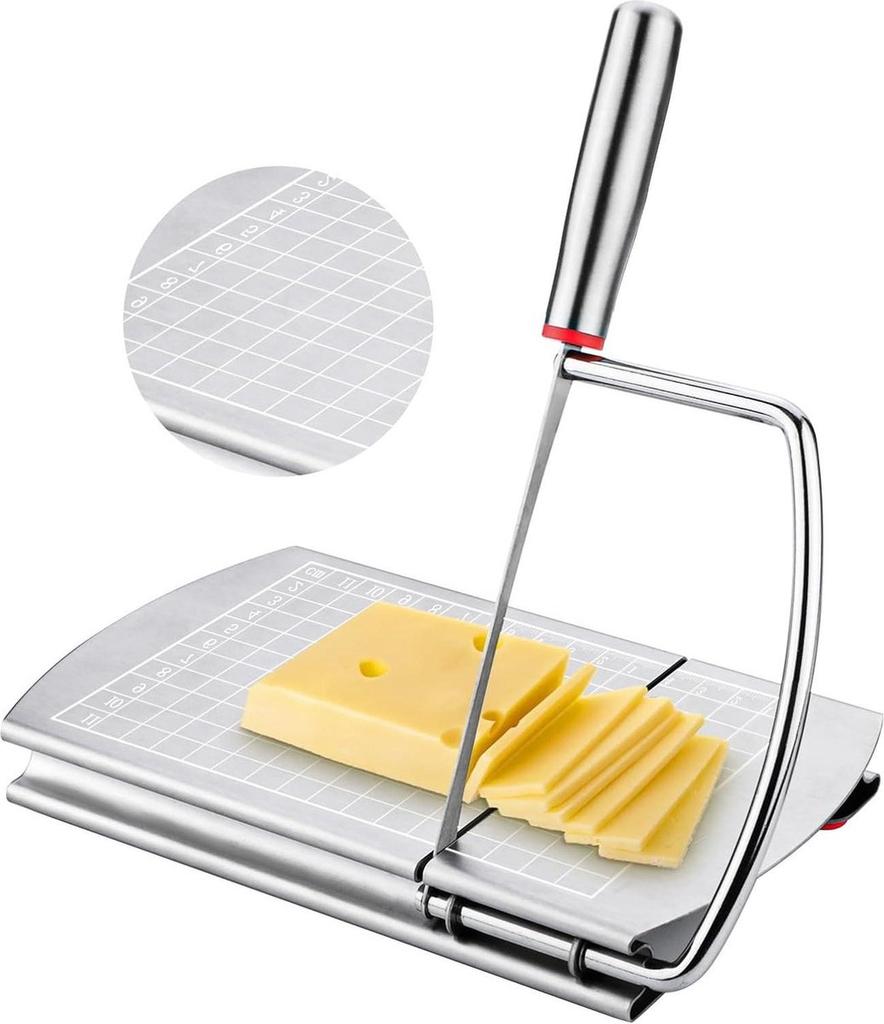 Stainless Steel Cheese Cutter with Scale Cheese Butter Slicer Vegetable Fruit Cutter (No FDA Certified, BPA Free)