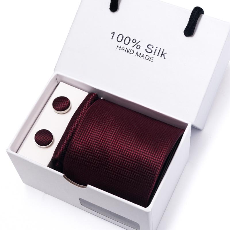 Men's 1200-Needle High-Density Business Stripe & Paisley Tie Set - 6 Piece Groom & Wedding Gift Box