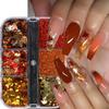 Nail Art Sequins 6-Gate Box Autumn Thanksgiving Maillard Color Symphony Maple Leaf Sequins Glitter