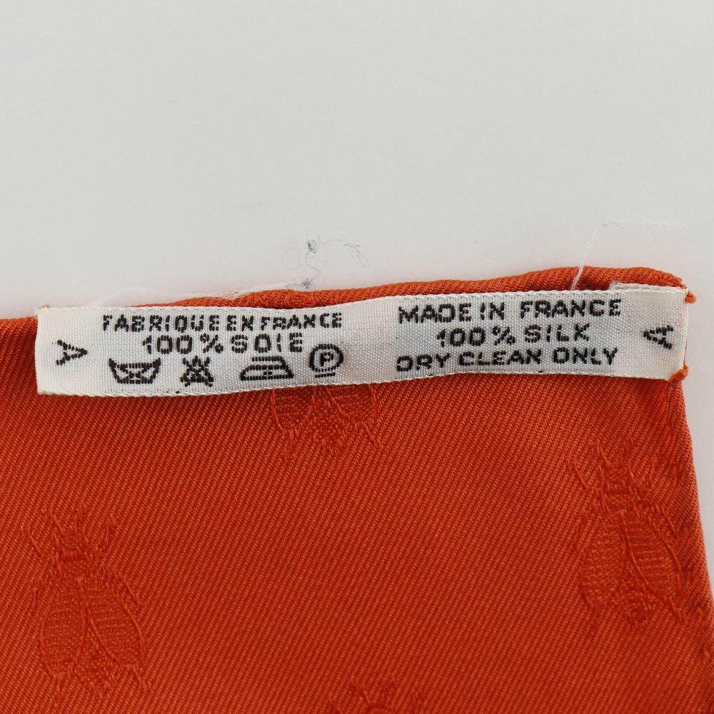HERMES Carree90 scarf NAPOLEON Napoleon White / orange silk Women Used