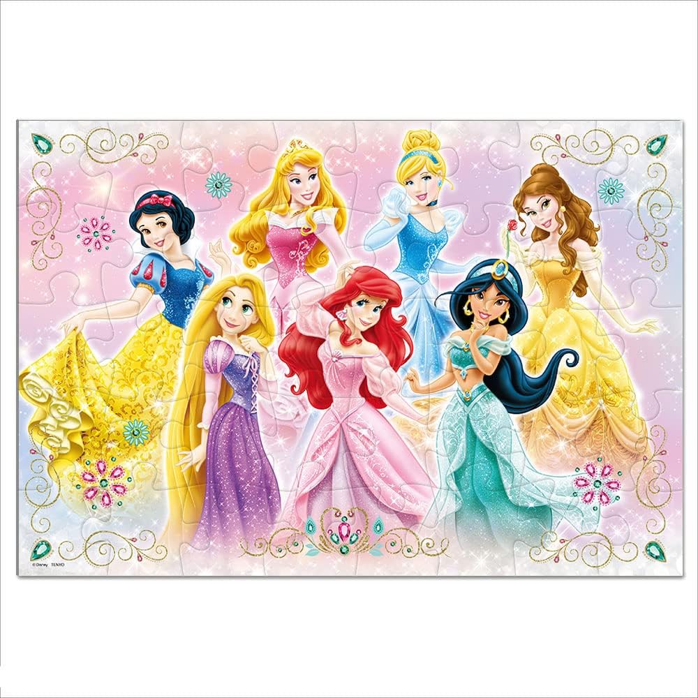 Tenyo Disney Princess Shining Dress 40-Piece Children's Puzzle 26x38cm Antibacterial Coating Storage Package Service Card Included