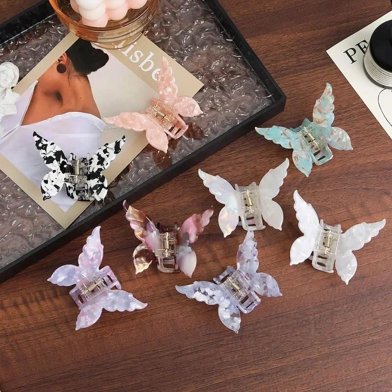 Women Sweet Fairy Colorful Acetate Retro Butterfly Hair Claw Hair Clamp Clip Crab Headband Clips Hair Accessories
