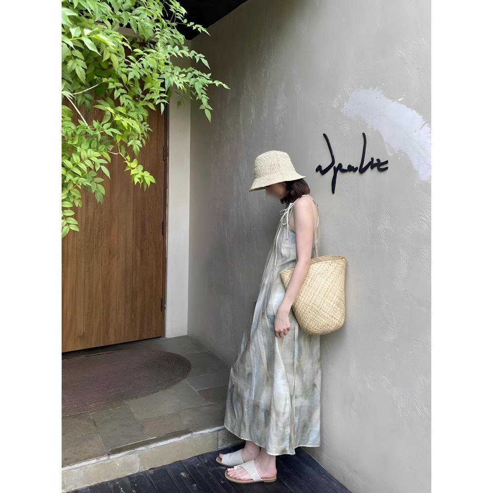 

Женское супер сказочное пляжное платье для отпуска на море, платье с бретельками и принтом мазков XL- (recommended 110-60kg)