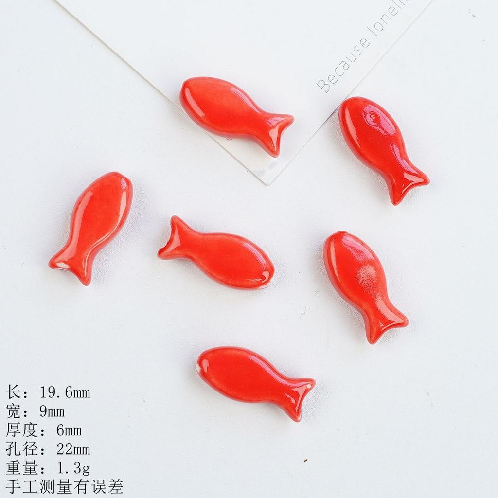 Ceramic Loose Beads Chinese Red Beads Handmade DIY Necklace Loose Beads Accessories