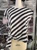 European & American 2025 New Style Women's Short Sleeve Round Neck Striped Tie-Up T-shirt