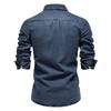 Spring New European Denim Shirt Men'S Casual Solid Color Long Sleeved Shirt Men