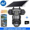 4G True Three-eye Three-lens Monitor with Night Vision and All-day Recording, Low Power Consumption Home AOV Solar Camera