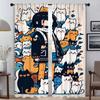 Cute Girl With Cats Modern Living Room Curtains for Camera Shades Window Curtain Halloween Decoration Curtains 2 Pieces Kitchen