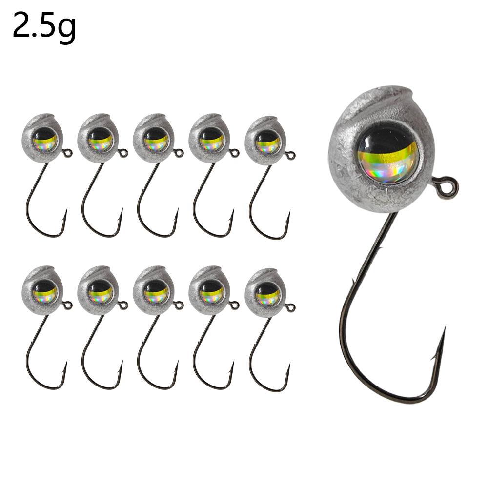 10pcs Big Eyes Jig Head Fishing Hooks with Mustad Hook 2.5g 3.5g 5g Fish Head Fishhook for Fishing Tackle Free Soft Worm Lure