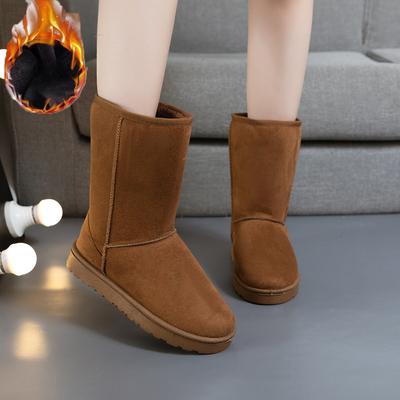 Botas de nieve de moda 2025 para mujer, botas de algodón cálidas de manga alta