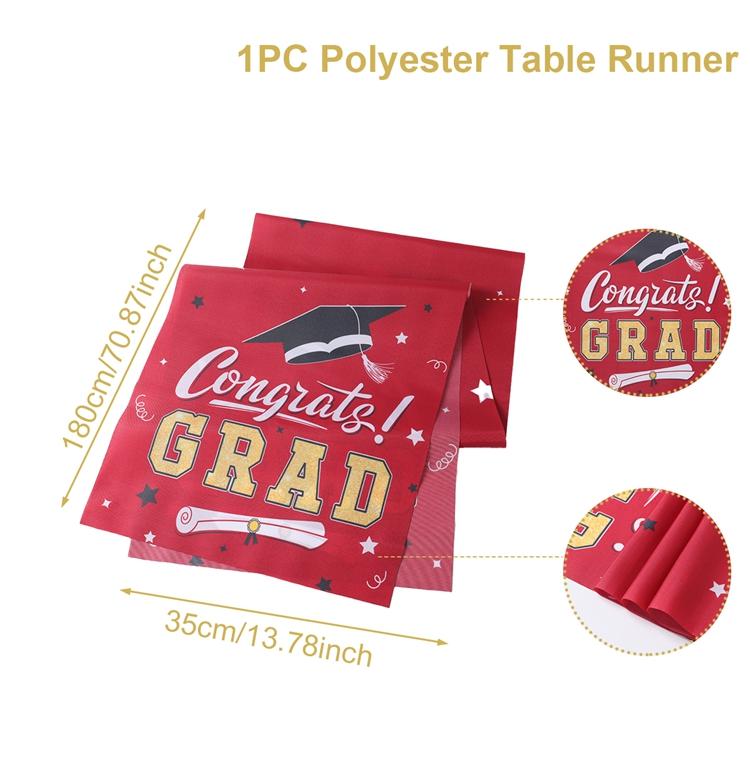 Graduation Table Runner Graduation Decorations 2026 Black Gold Polyester Graduation Table Cloth Prom Grad Party Table Decoration