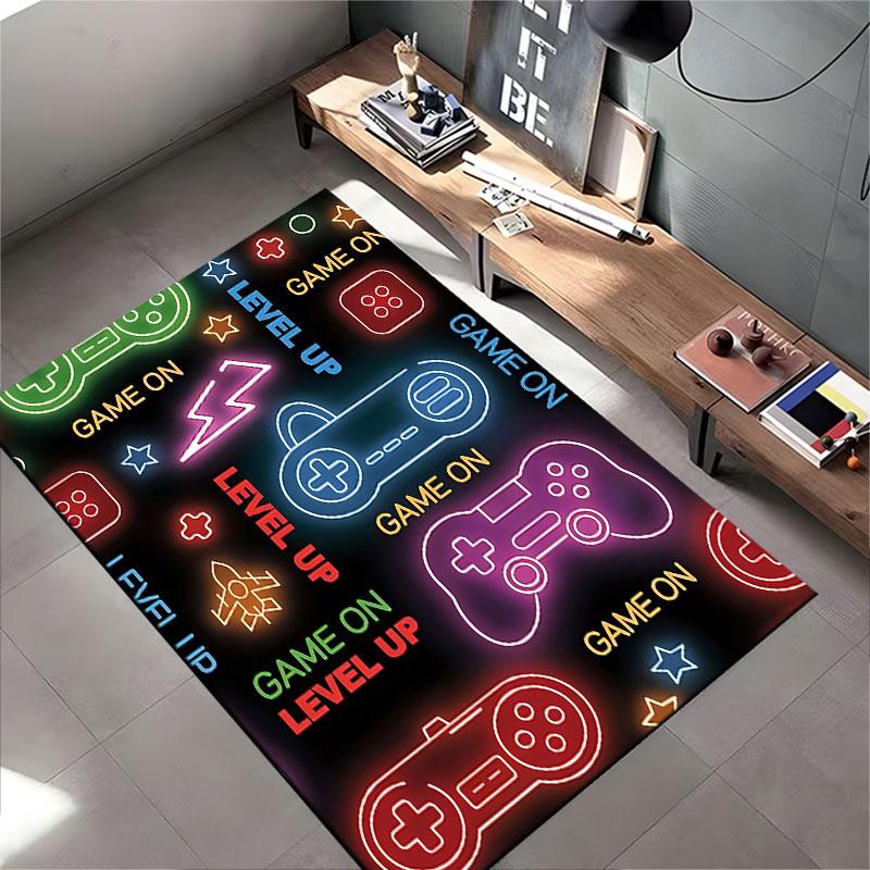 Neon Gaming Controllers Carpet suitable as a non-slip mat for the living room or bedroom sofa