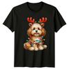 Christmas Dog Reindeer Lights Holiday Unisexs TShirt Unisexs Graphic Tee