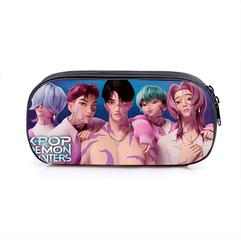 2025 Demon Hunters Cartoon Student Polyester Pencil Bag Secondary Element Stationery Box Fabric Pencil Case Hot