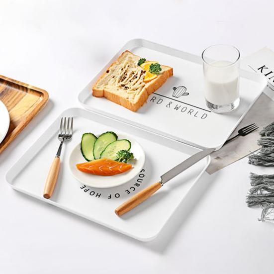 Serving Tray All-purpose Washable Plastic Rectangle Breakfast Fruit Bread Food Dish Gifts