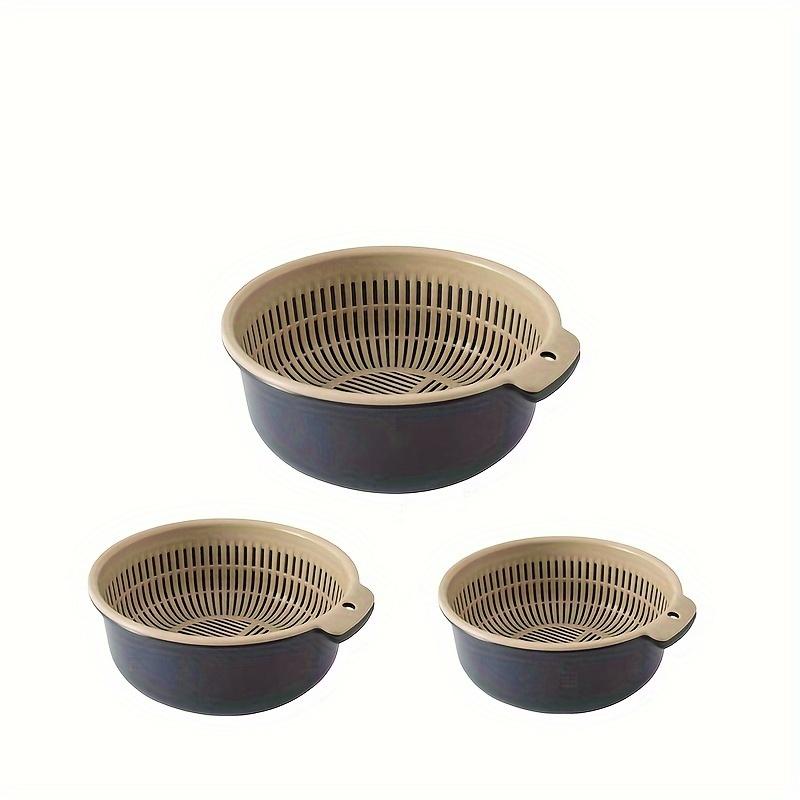 Vegetable Washing Basin, Plastic Double-layer Drain Basket, Rice Washer, Vegetable Washing Basin, Kitchen Fruit Washing Dish