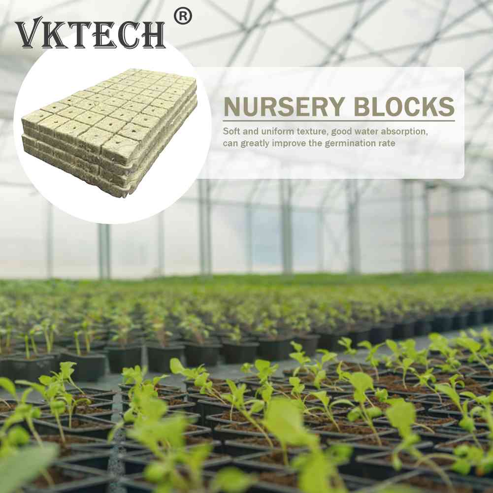 100pcs Stonewool Hydroponic Grow Media Starter Cubes Plant Cubes Soilless Substrate Seeded Rock Wool Plug Seedling Block