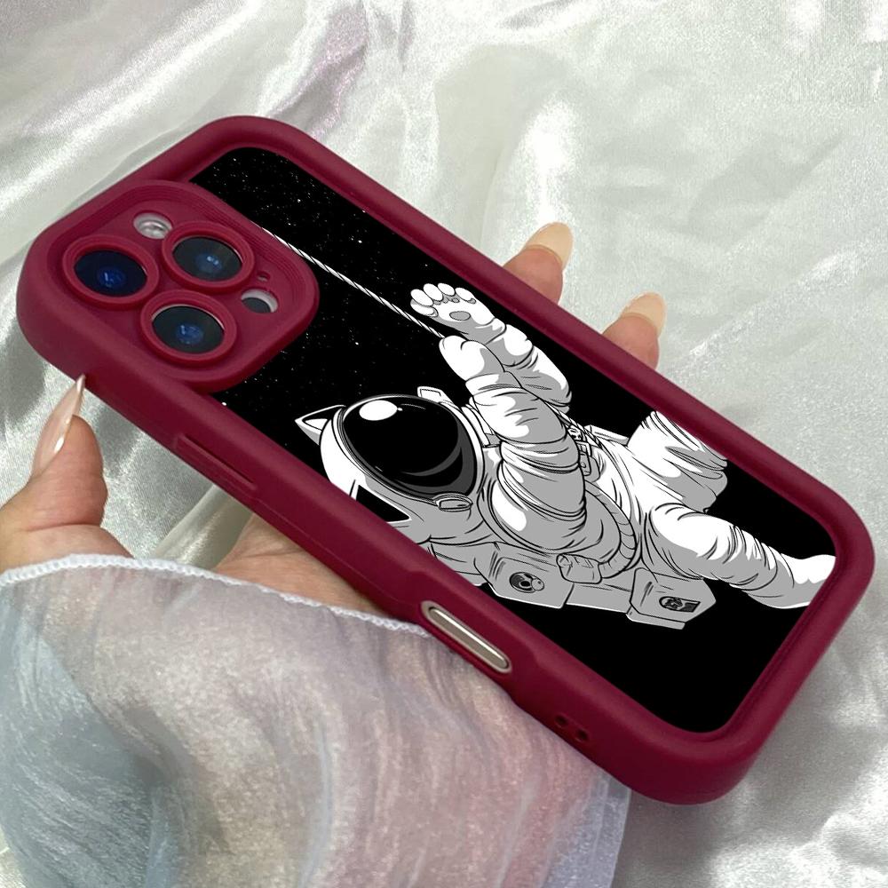 JT121 Cat Astronaut for iPhone 17 16 15 14 Pro Max Samsung S26 S25 S24 Ultra A17 A16 A07 A56 A06 Xiaomi 15T Redmi 15c 14c Note 13 14 Soft TPU Case
