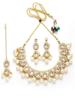 Gold Plated Pearl & Drop Kundan Studded Choker Necklace Set for Women (Metal, Kundan)