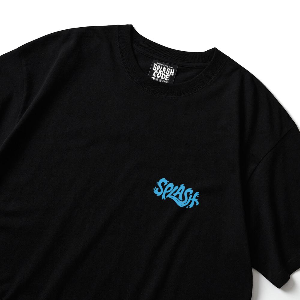 Seupeullaesikodeu Short Sleeve T-Shirt Black - Splashcode Wave