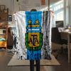 1PC Argentina National Football Team Print Flannel Blanket, High quality All Seasons, Home Decor, Warmth and Comfort, Perfect for Christmas Gifts