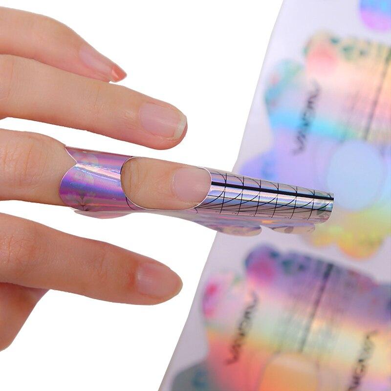 100Pcs Holographic Flower Nail Forms Acrylic UV Gel Nail Extension Guide