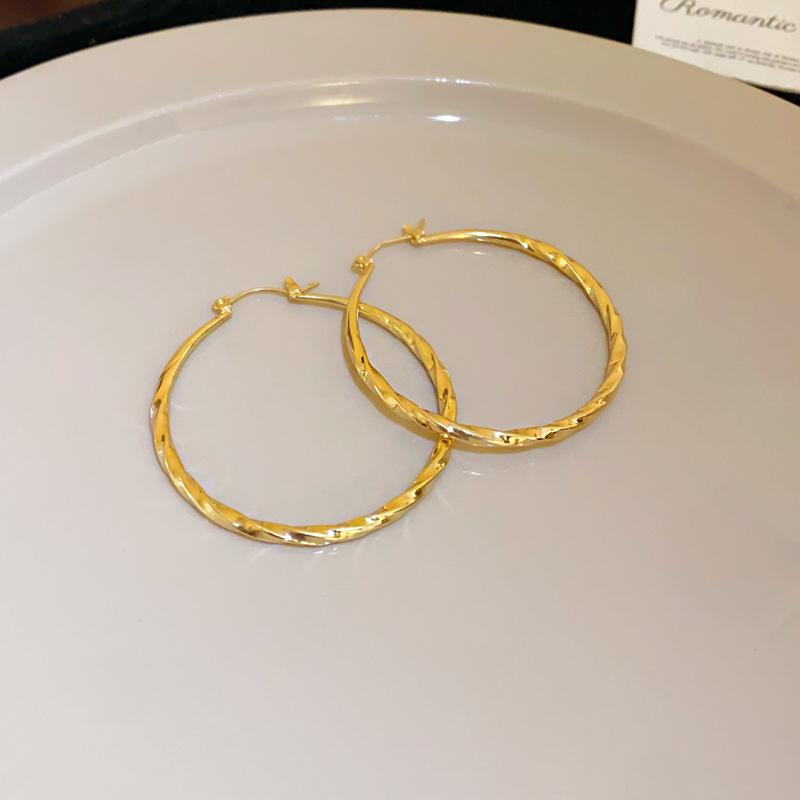 Silver Needle Metal Circle Plain Ring Earrings Korean Niche Temperament High-end Earrings Atmospheric Face Thin Earrings Wholesale