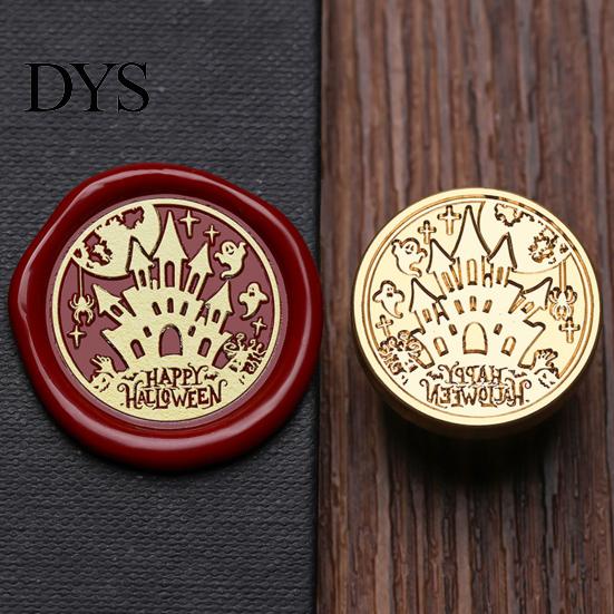Pumpkin Wax Seal Halloween Themed Brass Stamp Head, Ghost Witch Bat Engraved Hand Account Decoration Sealing Replacement Head for Envelope Journal
