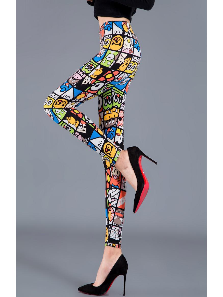 

Женские леггинсы с мультяшным принтом, с высокой талией, облегающие ноги – больших размеров, модные, эластичные, идеально подходят для весны и осени. One Size (45-75 kg)
